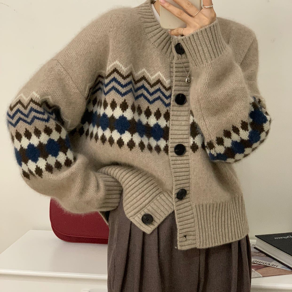 提花針織開衫