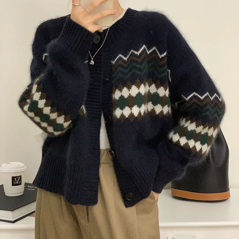 提花針織開衫